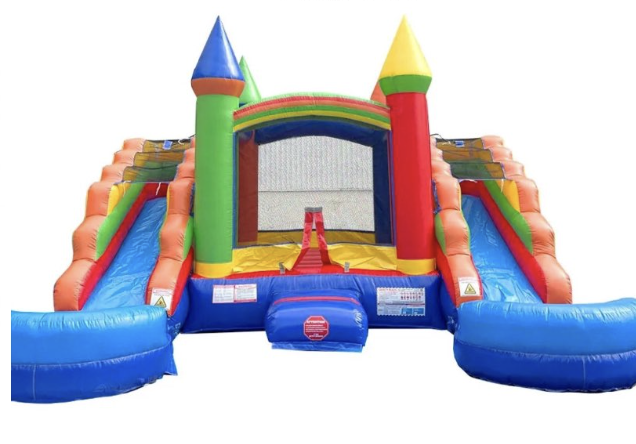 Combo slide and bounce house rental Springfield MO - inflatable on a lawn